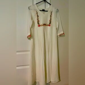 NWOT White Dress with Floral Embroidery